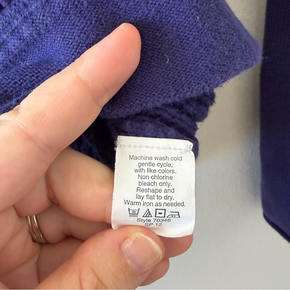 J. Crew Chunky Knit Royal Blue Crew‎ Neck Sweat 100% Cotton Women's Small - Picture 6 of 7